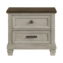 Farmington 2-Drawer Nightstand with USB in Medium Brown and Washed Stone