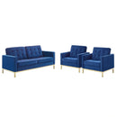Loft Gold Stainless Steel Leg Performance Velvet 3 Piece Set