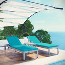 Shore 3 Piece Outdoor Patio Aluminum Chaise with Cushions
