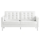 Loft Tufted Upholstered Faux Leather Loveseat