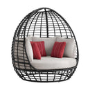Playa Twin Egg Chair - Dark Grey and Olefin Beige with 3 Pillows