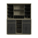 Jemma Buffet and Hutch with Light in Grey and Dark Espresso