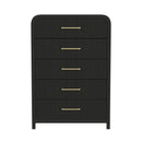 Ridgemont 5-Drawer Chest in Black with Grain