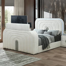 EK Bed w/LED, TV Cabinet, Fireplace & Bluetooth