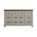 Farmington 9-Drawer Dresser in Medium Brown and Washed Stone