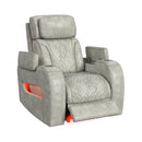 Prime Time P3 Recliner with 7 Colors LED, Cup Holders and Wireless Charger Controller in Leather Gel Light Grey