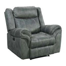 Sorrento 3PC Living Room Set in FB367 Charcoal-Sofa, Loveseat & Recliner
