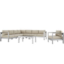 Shore 7 Piece Outdoor Patio Aluminum Sectional Sofa Set