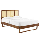 Kelsea Cane and Wood Queen Platform Bed With Angular Legs