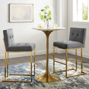 Privy Gold Stainless Steel Performance Velvet Bar Stool Set of 2