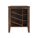 Santa Barbara Kitchen Island & 2 Counter Stools with Dark Grey Fabric in Walnut