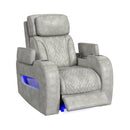 Prime Time P3 3PC Living Room Set with 7 Colors LED in Leather Gel Light Grey-Sofa, Loveseat & Recliner
