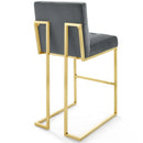 Privy Gold Stainless Steel Performance Velvet Bar Stool Set of 2
