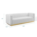 Charisma Channel Tufted Performance Velvet Living Room Sofa