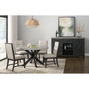 Axel 5PC Standard Height Dining Set in Espresso-Round Table and Four Light Grey Fabric Chairs