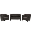 Prospect 3 Piece Upholstered Fabric Loveseat and Armchair Set