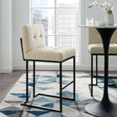Privy Black Stainless Steel Upholstered Fabric Bar Stool