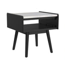 Lanette End Table with White Marble Top in Black