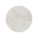 Sylvie Round Coffee Table with White Faux Marble Top and Base in Dark Brown