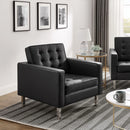 Loft Tufted Upholstered Faux Leather Armchair Set of 2