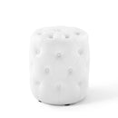 Amour Tufted Button Round Faux Leather Ottoman
