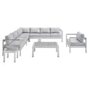 Shore Sunbrella� Fabric Outdoor Patio Aluminum 8 Piece Sectional Sofa Set