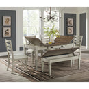 Farmington Storage Dining Bench in Medium Brown and Washed Stone