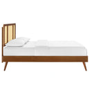 Kelsea Cane and Wood Queen Platform Bed With Splayed Legs