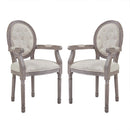 Arise Vintage French Upholstered Fabric Dining Armchair Set of 2
