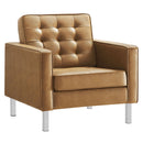 Loft Tufted Upholstered Faux Leather Armchair