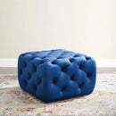 Amour Tufted Button Square Performance Velvet Ottoman