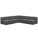 Mingle 5 Piece Upholstered Fabric Armless Sectional Sofa Set