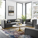 Sanguine Vertical Channel Tufted Upholstered Performance Velvet Sofa and Armchair Set