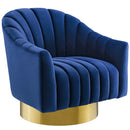 Buoyant Vertical Channel Tufted Accent Lounge Performance Velvet Swivel Chair