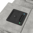 Prime Time P3 Sofa with DDT, 3.0 Table, 7 Colors (LED and Cup Holders), Reading Light, Vibration, speaker, and Heat Massage in Leather Gel Light Grey