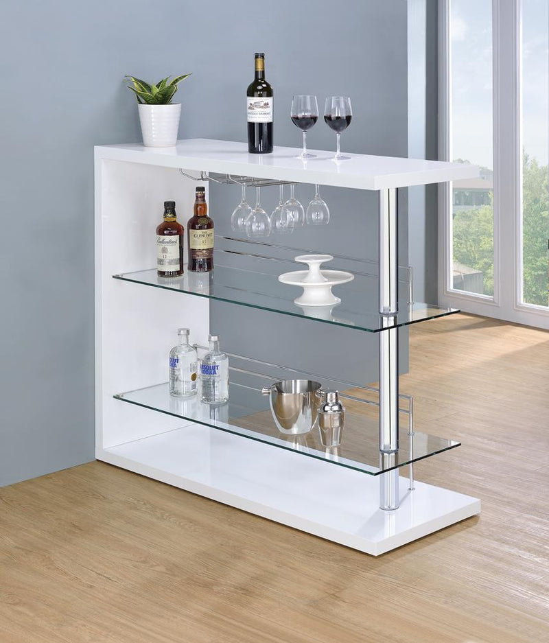 G100167 Two-Shelf Contemporary Bar Unit with Wine Holder