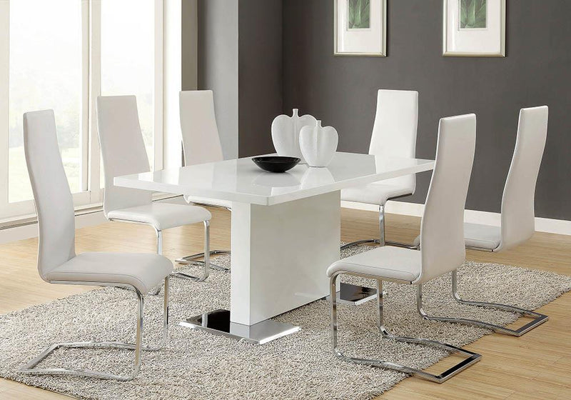 G102310 Contemporary White and Chrome Dining Chair