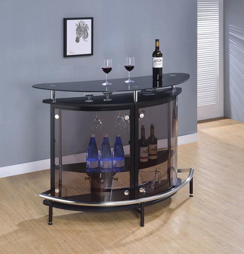 G101065 Contemporary Black Bar Unit with Tempered Glass
