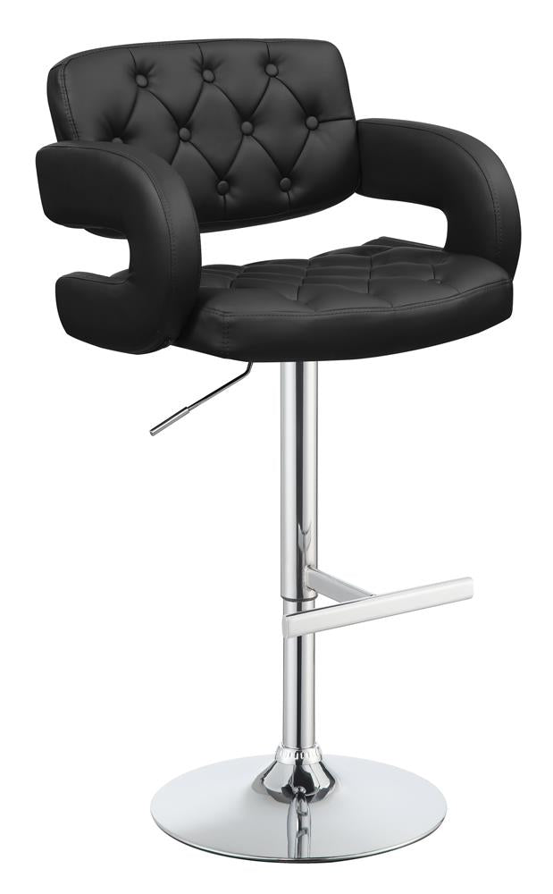 G102555 Contemporary Black Faux Leather Adjustable Bar Stool