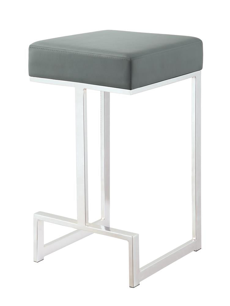 G105252 Contemporary Chrome and Grey Counter-Height Stool