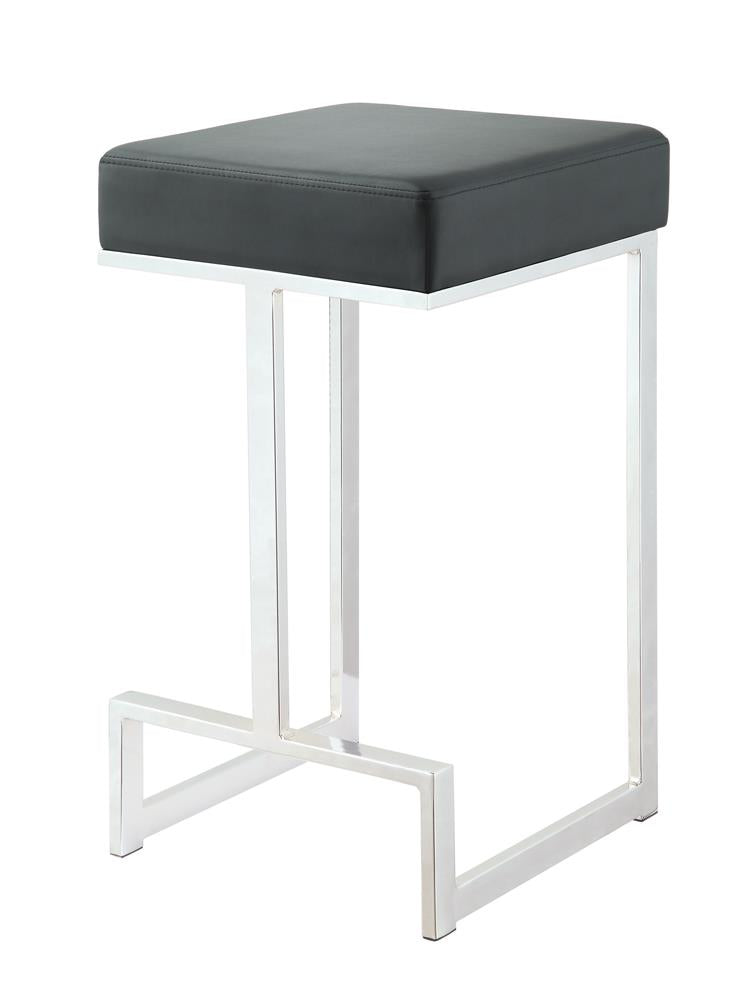 G105253 Contemporary Chrome and Black Counter-Height Stool