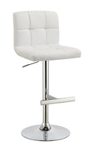 G120356 Contemporary White Adjustable Padded Back Bar Stool