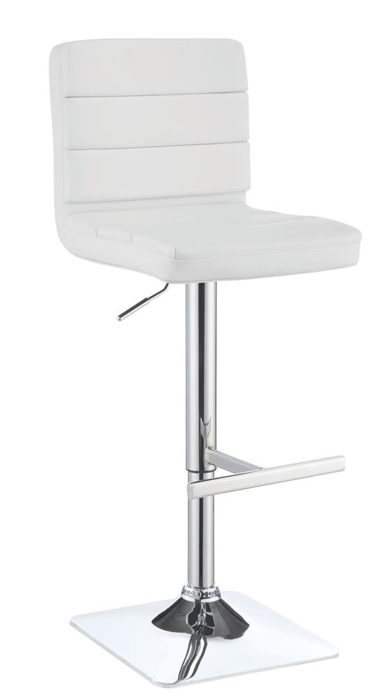 G120694 Contemporary Adjustable White Bar Stool with Chrome Finish