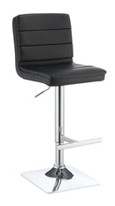 G120695 Contemporary Black Adjustable Padded Back Bar Stool
