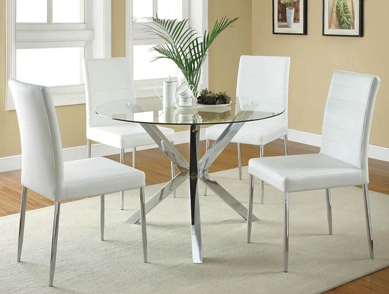 Vance White and Chrome Dining Chair