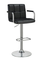 G121095 Contemporary Black and Chrome Adjustable Bar Stool with Arms
