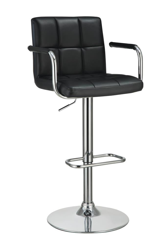 G121095 Contemporary Black and Chrome Adjustable Bar Stool with Arms