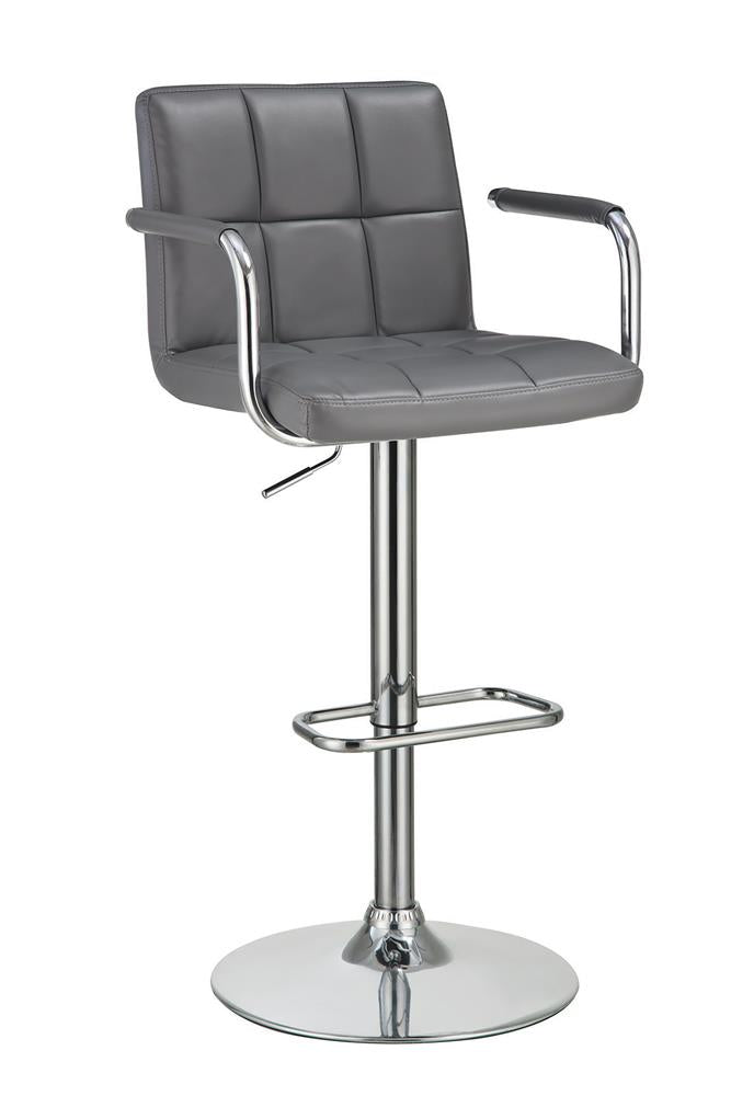 G121096 Contemporary Grey and Chrome Adjustable Bar Stool with Arms