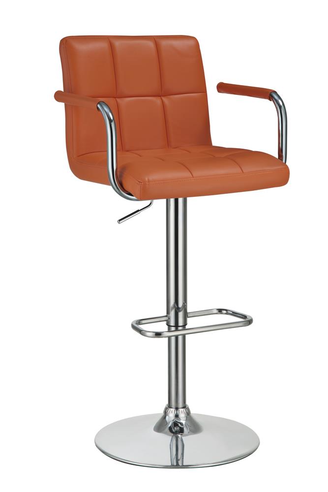 G121098 Contemporary Pumpkin and Chrome Adjustable Bar Stool with Arms