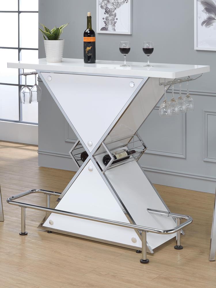 G130078 Contemporary White Stacked Triangle Bar Unit
